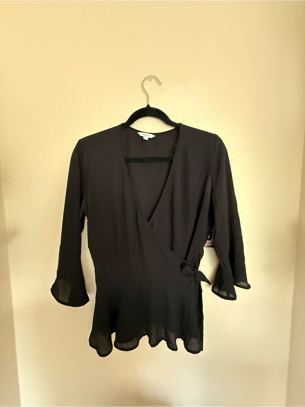 Candies Wrap-Style Black Women's Blouse